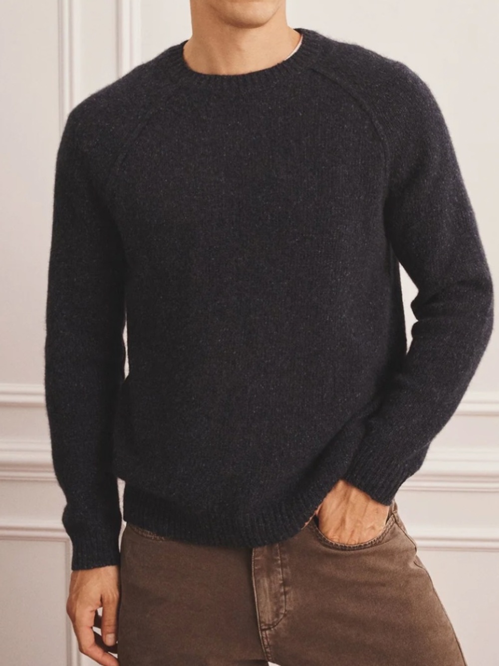 NAADAM Navy Cashmere Crewneck Sweater in Large